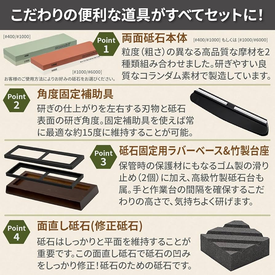 Amazon.co.jp: [ネセクト] 両面砥石セット 面直し砥石 台座 刃物